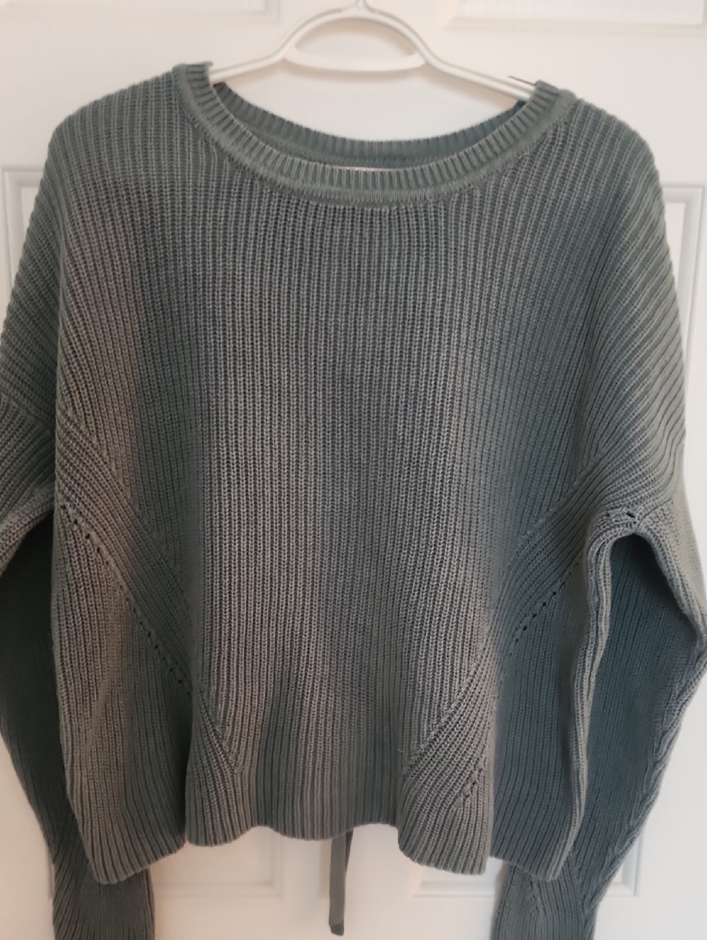Ribbed Crewneck Sweater in Sage Green